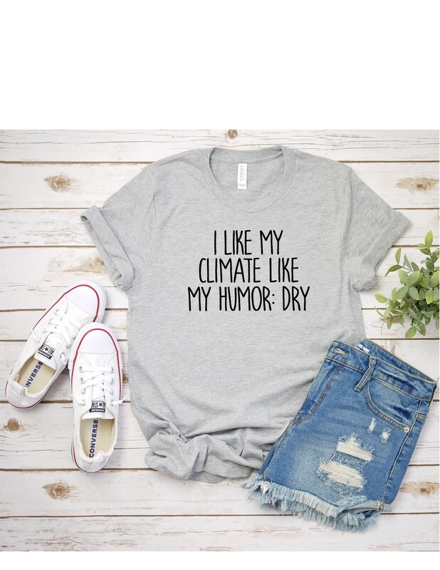 I Like My Climate Like My Humor Dry T-Shirt Sarcastic T-Shirt Graphic Tee Funny T-Shirt Dad Joke T-Shirt